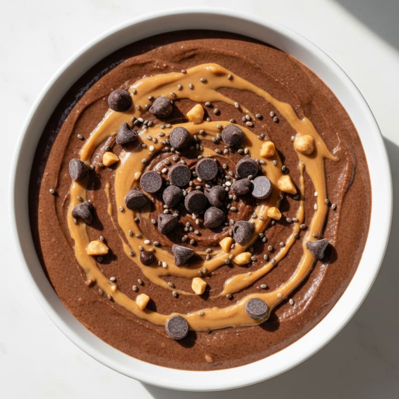 Silky Chocolate Protein Pudding with Peanut Butter Swirl