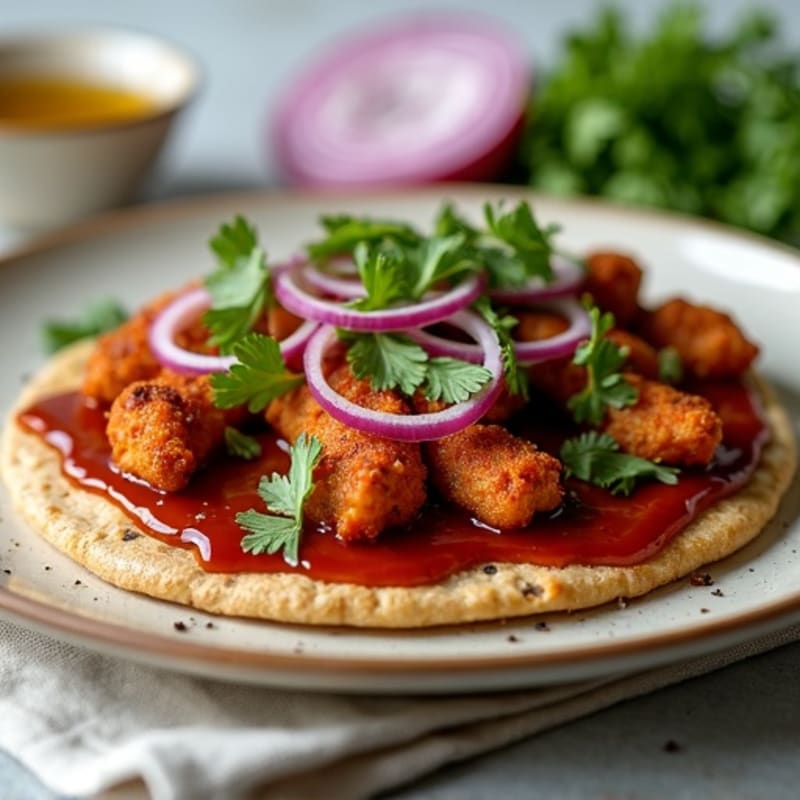 Crispy BBQ Chicken Flatbread with Fresh Cilantro and Red Onion