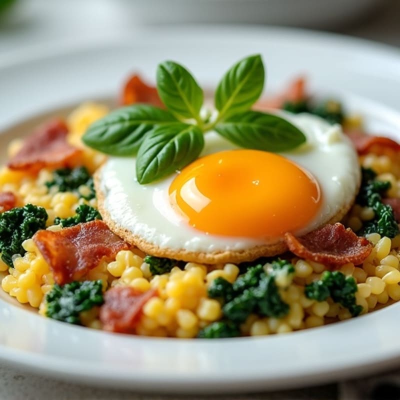 Egg White and Cottage Cheese Scramble with Spinach and Turkey Bacon