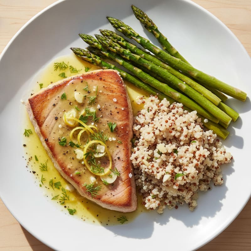 Seared Tuna with Lemon-Herb Sauce
