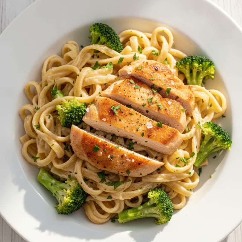 Creamy Garlic Chicken Alfredo with Broccoli