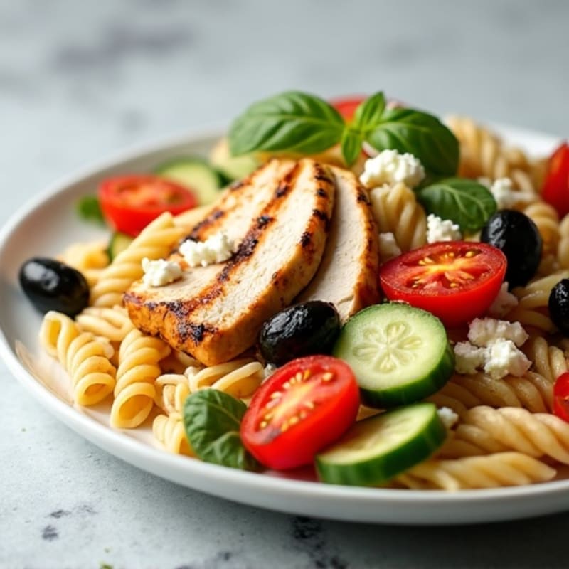 Fresh Mediterranean Pasta Salad with Grilled Chicken