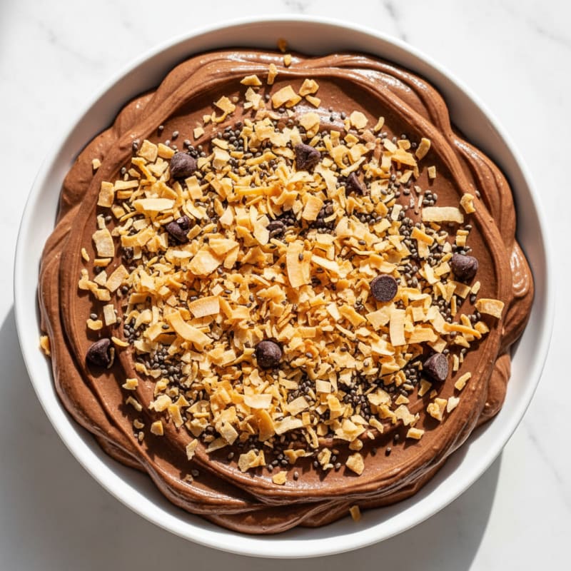 Silky Chocolate Protein Pudding with Toasted Coconut