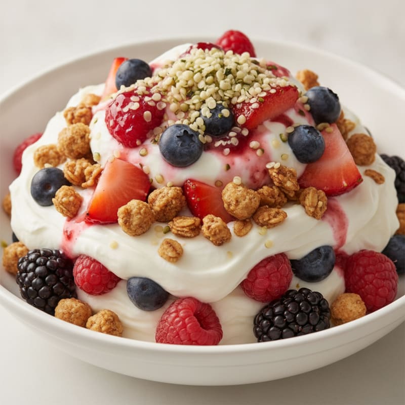 Creamy Greek Yogurt Parfait with Mixed Berries and Protein Granola