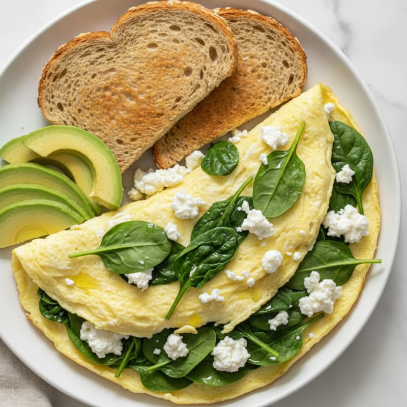 Egg White Spinach Omelette with Cottage Cheese