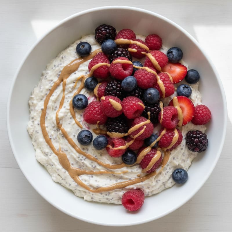 Greek Yogurt Protein Pudding with Mixed Berries