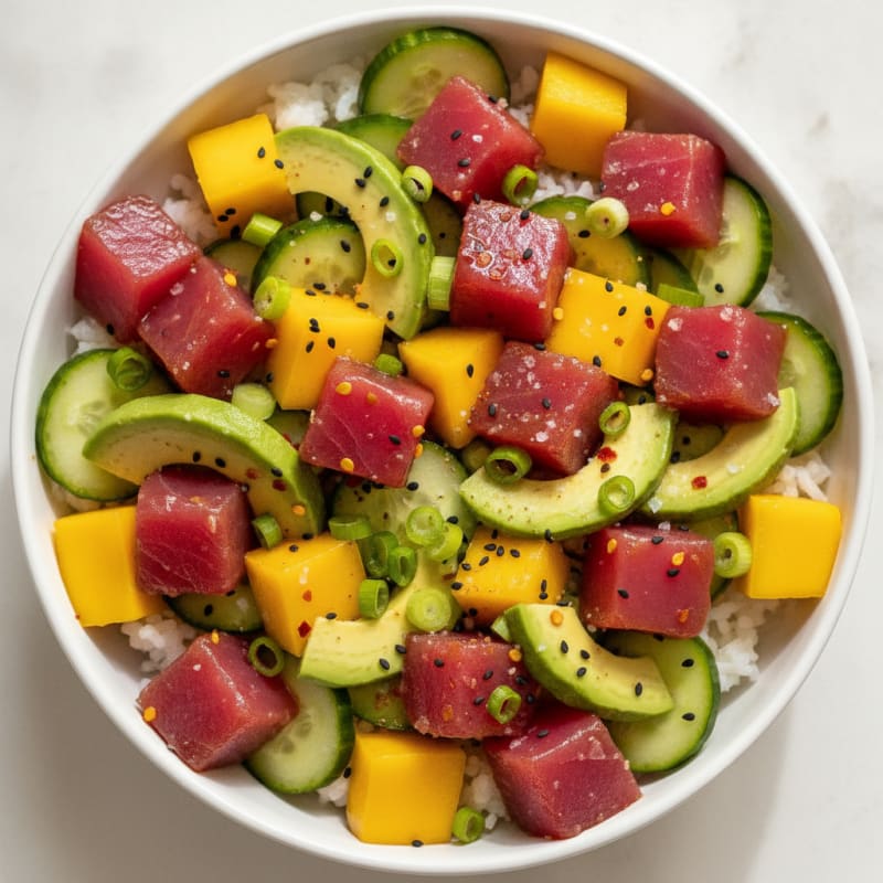 Ahi Tuna Poke Bowl with Tropical Fruit