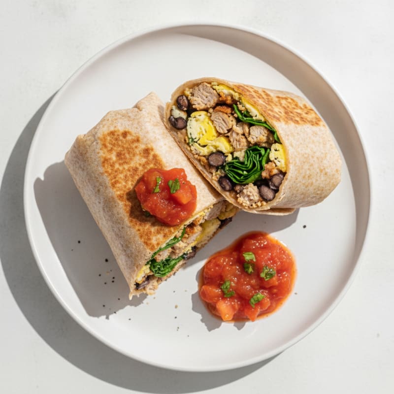 Loaded Breakfast Burrito with Salsa