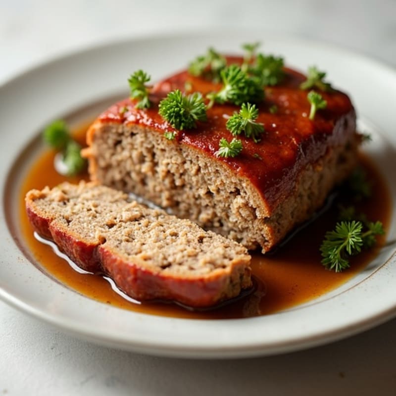 Lean Baked Meatloaf with Savory Mushroom Gravy