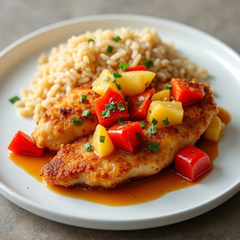 Crispy Baked Sweet and Sour Chicken with Bell Peppers and Pineapple