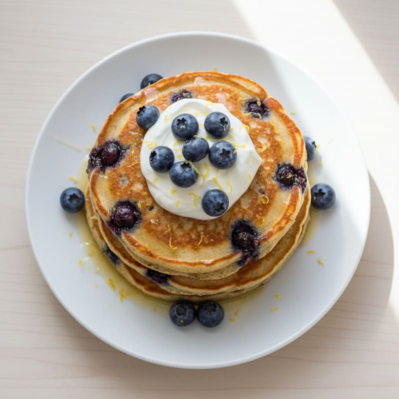 Blueberry Ricotta Pancakes with Lemon Zest