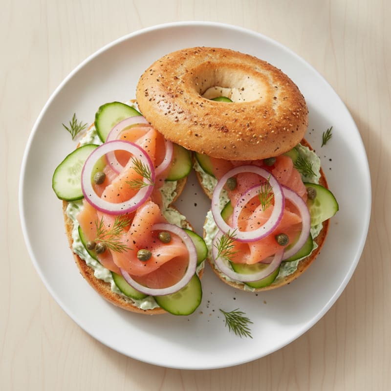 Smoked Salmon Everything Bagel Sandwich