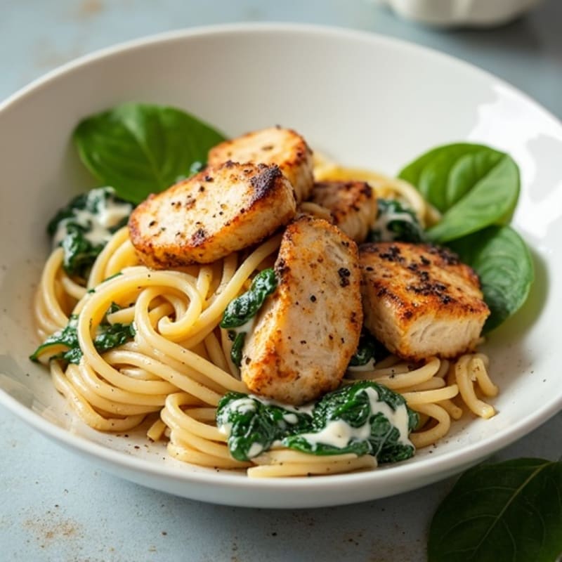 Creamy Chicken and Spinach Pasta with Whole Wheat Penne