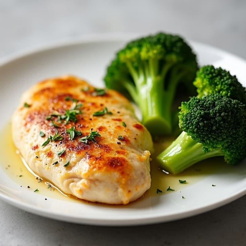 Lemon-Garlic Pan-Seared Chicken with Roasted Broccoli