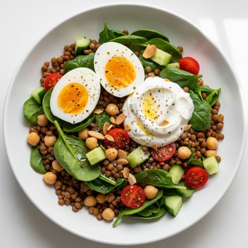 Mediterranean Chickpea and Lentil Power Bowl