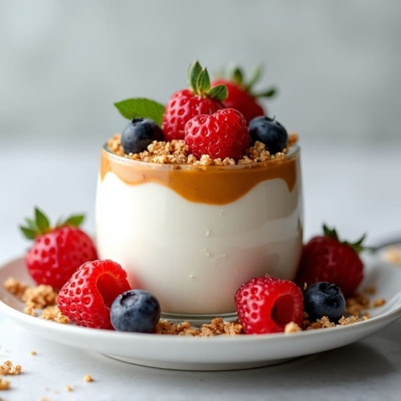 Greek Yogurt Protein Parfait with Almond Butter and Berries
