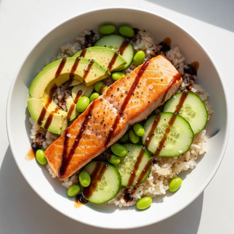 Sushi Rice Bowl with Salmon and Avocado
