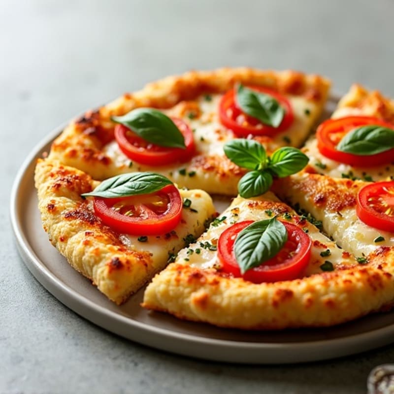 Crispy Cauliflower Crust Pizza with Fresh Tomato and Basil