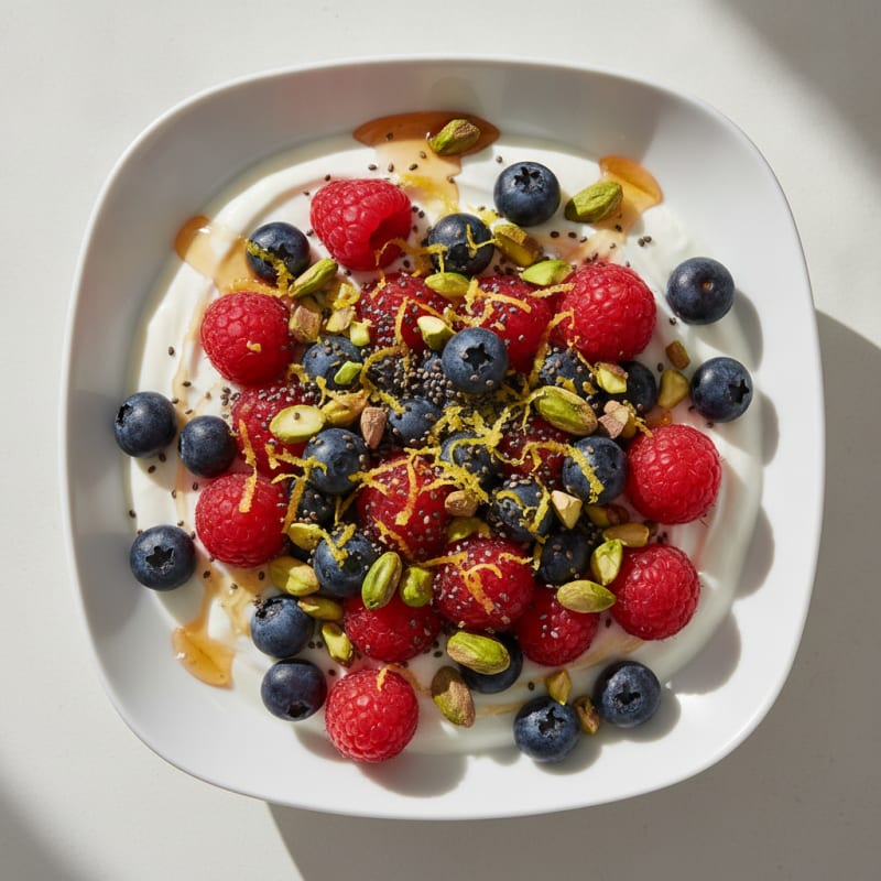 Creamy Greek Yogurt Bowl with Pistachios and Fresh Berries