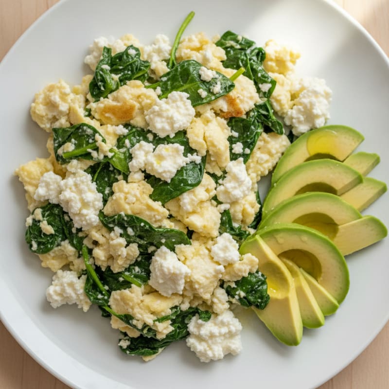 Egg White Scramble with Spinach and Cottage Cheese