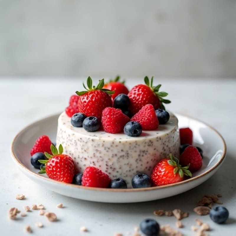 Vanilla-Almond Chia Seed Pudding with Fresh Berries