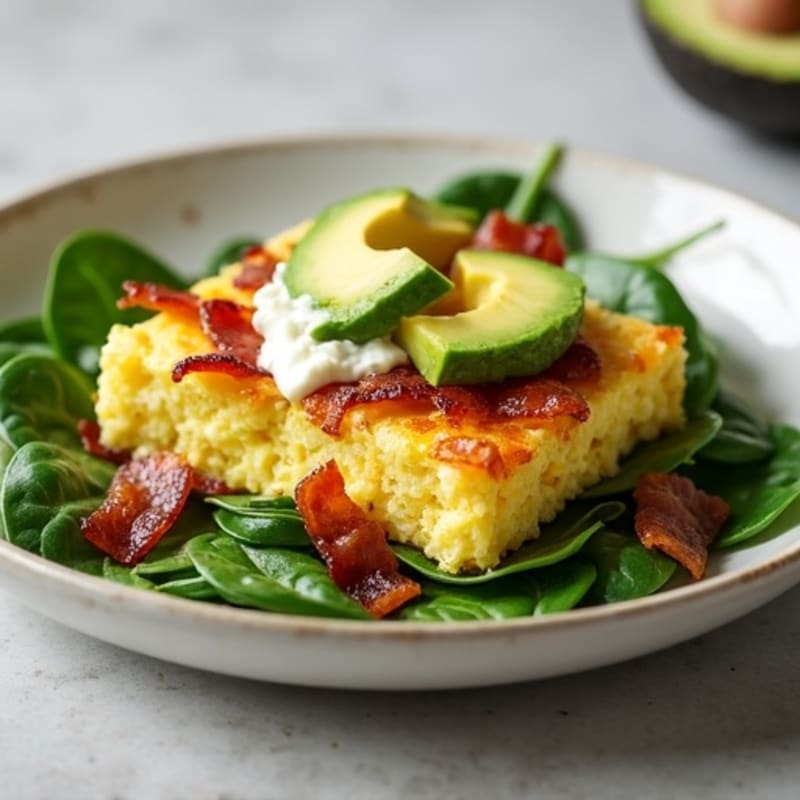 Crispy Turkey Bacon Egg White Scramble with Baby Spinach