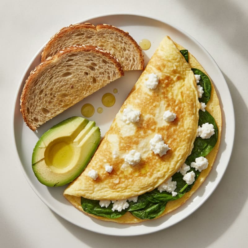 Egg White Spinach Omelette with Cottage Cheese
