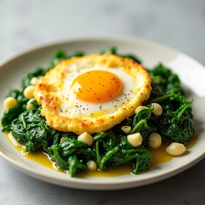 Egg White and Cottage Cheese Scramble with Sautéed Spinach