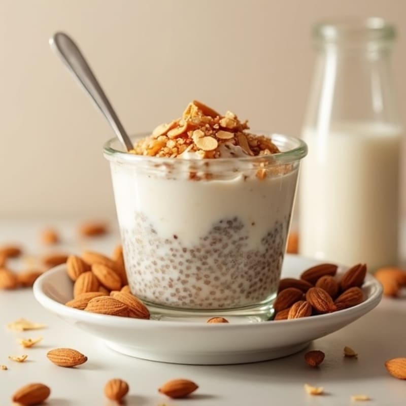 Creamy Vanilla Protein Chia Pudding with Toasted Almond Crunch