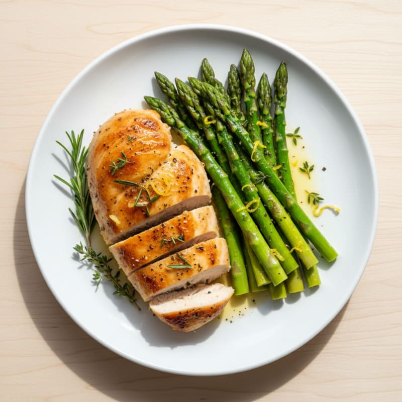 Lemon Herb Roasted Chicken with Asparagus