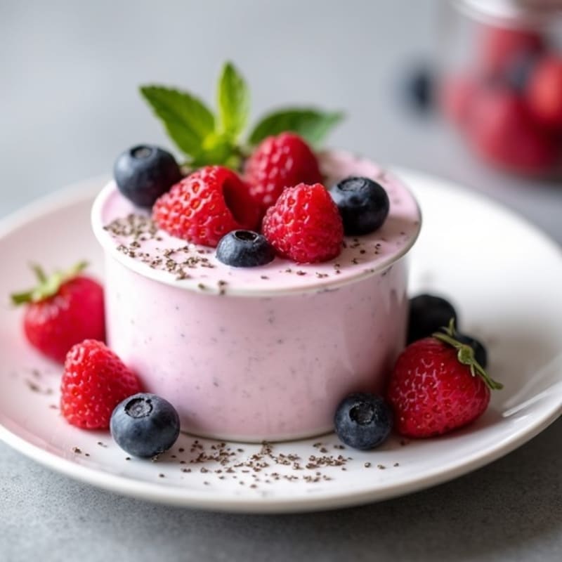 Greek Yogurt Protein Mousse with Mixed Berries