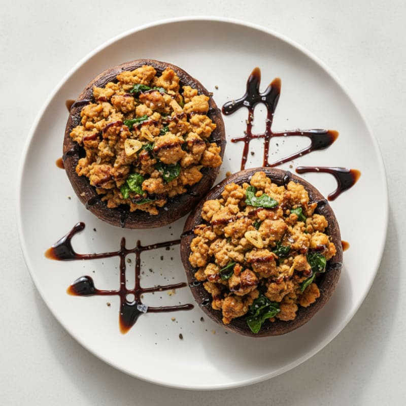 Herb-Stuffed Portobello Mushrooms with Balsamic Glaze