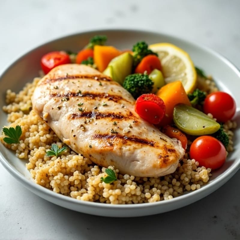 Grilled Chicken and Roasted Vegetable Quinoa Bowl