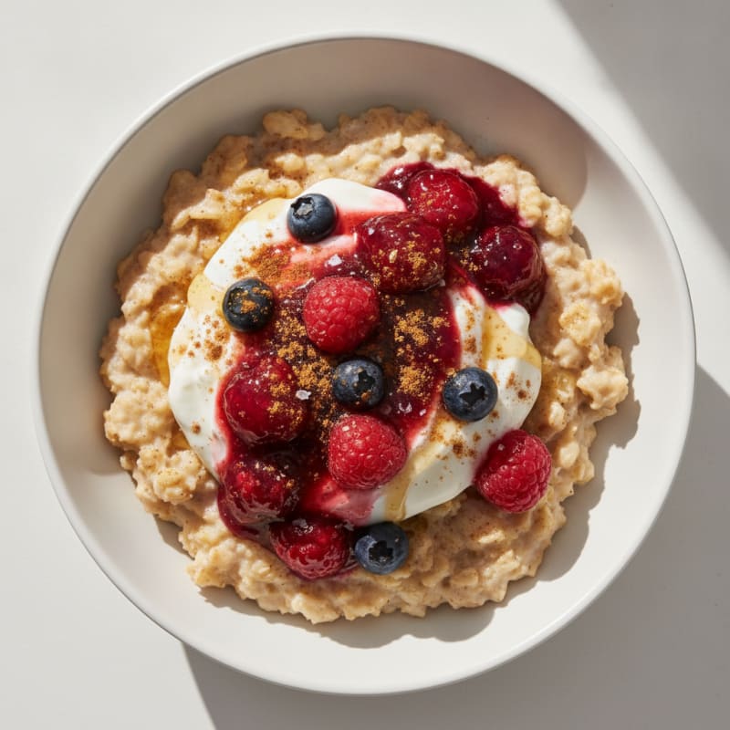 Warm Berry Oatmeal Yogurt Bowl