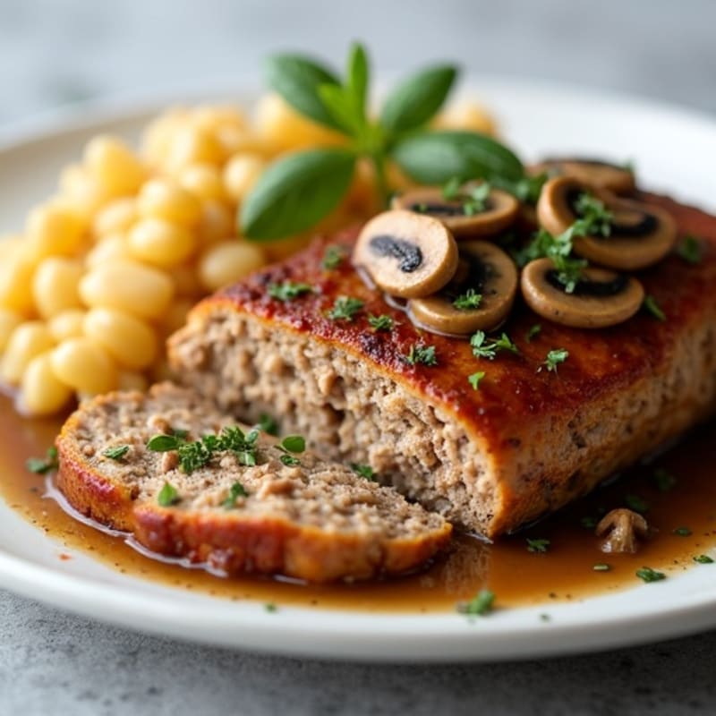 Lean Meatloaf with Savory Mushroom Gravy