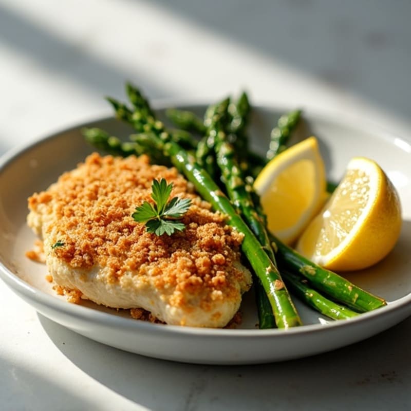 Crispy Herb-Baked Chicken with Roasted Asparagus