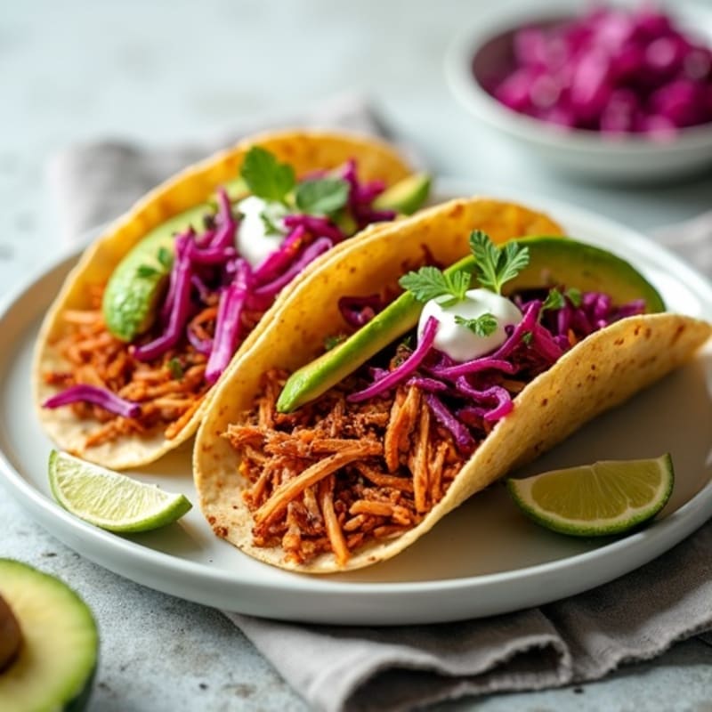 Spicy Shredded Chicken Tacos with Fresh Slaw