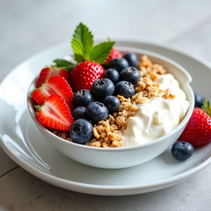 Creamy Greek Yogurt Bowl with Fresh Berries and Crunchy Granola