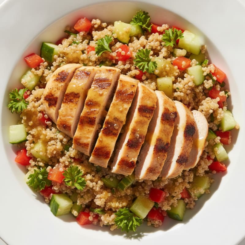 Grilled Chicken and Quinoa Salad with Crunchy Vegetables