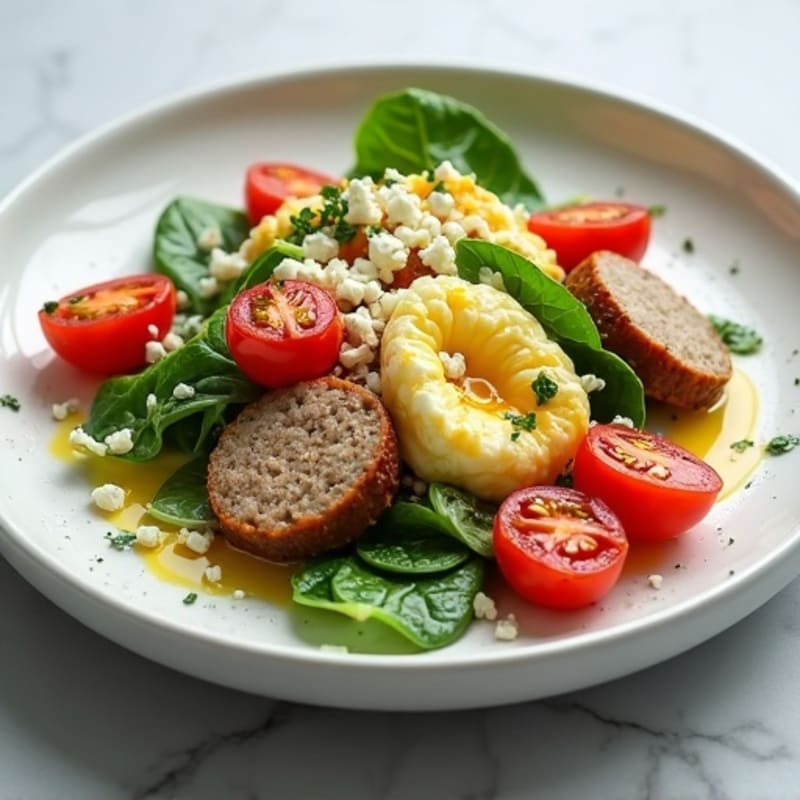 Egg White Spinach Scramble with Turkey Sausage