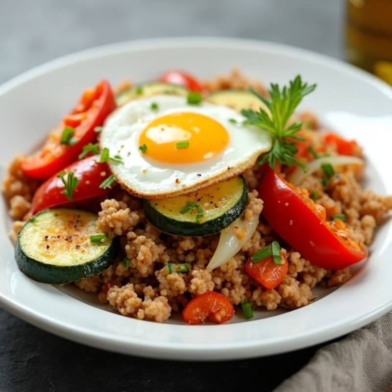 Savory Ground Turkey and Roasted Veggie Skillet