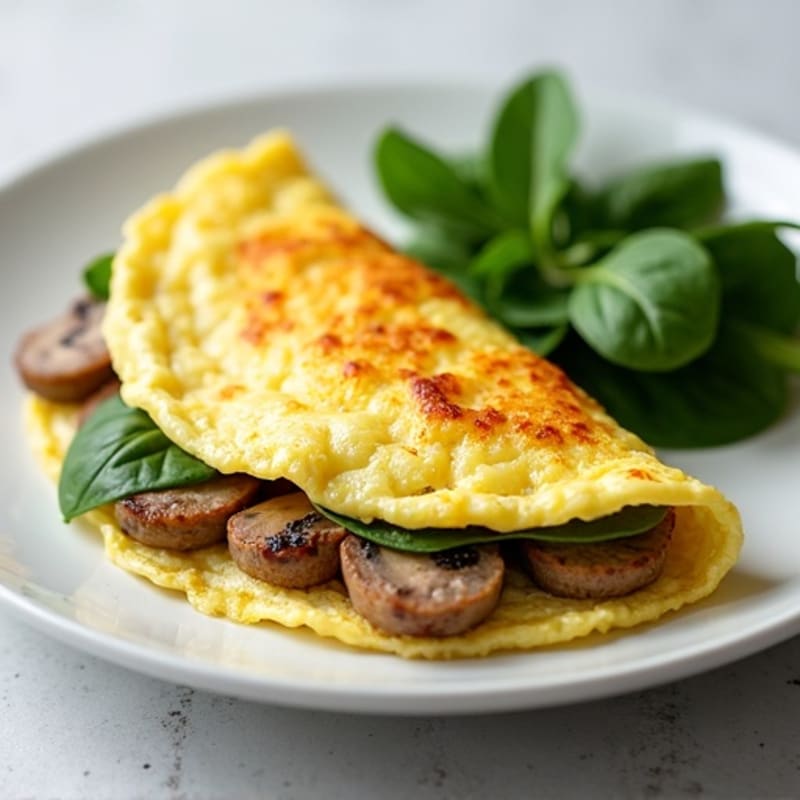 Fluffy Egg White Omelette with Turkey Sausage