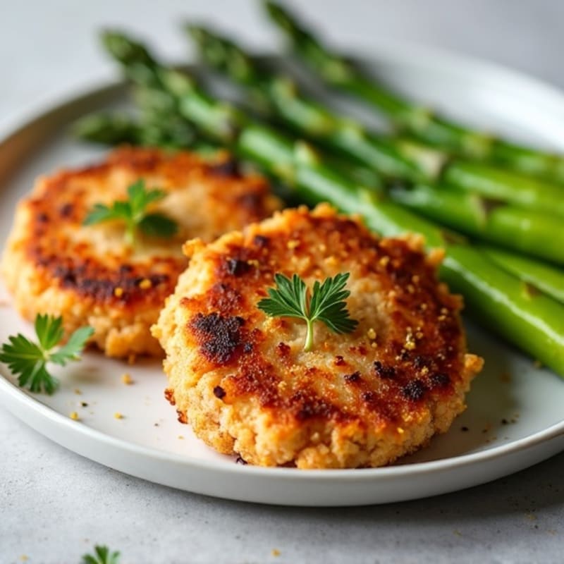 Fresh Herb Salmon Cakes with Roasted Asparagus