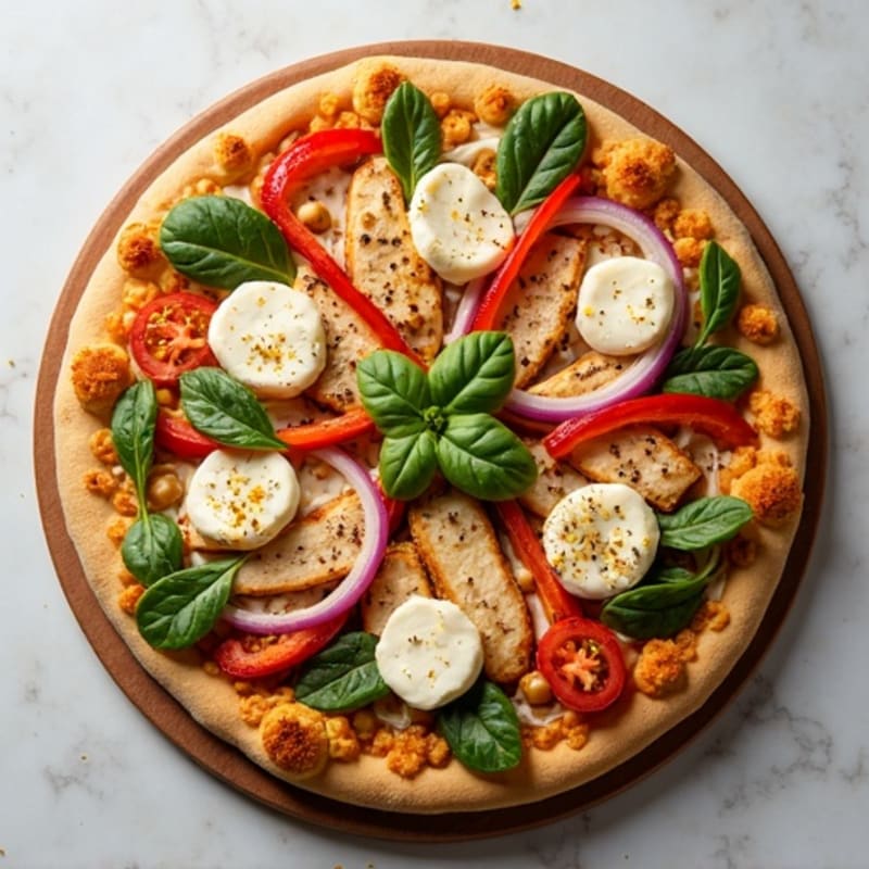 Crispy Whole Wheat Chicken and Fresh Vegetable Pizza