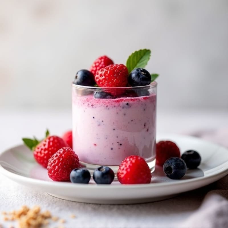 Greek Yogurt Protein Mousse with Mixed Berries