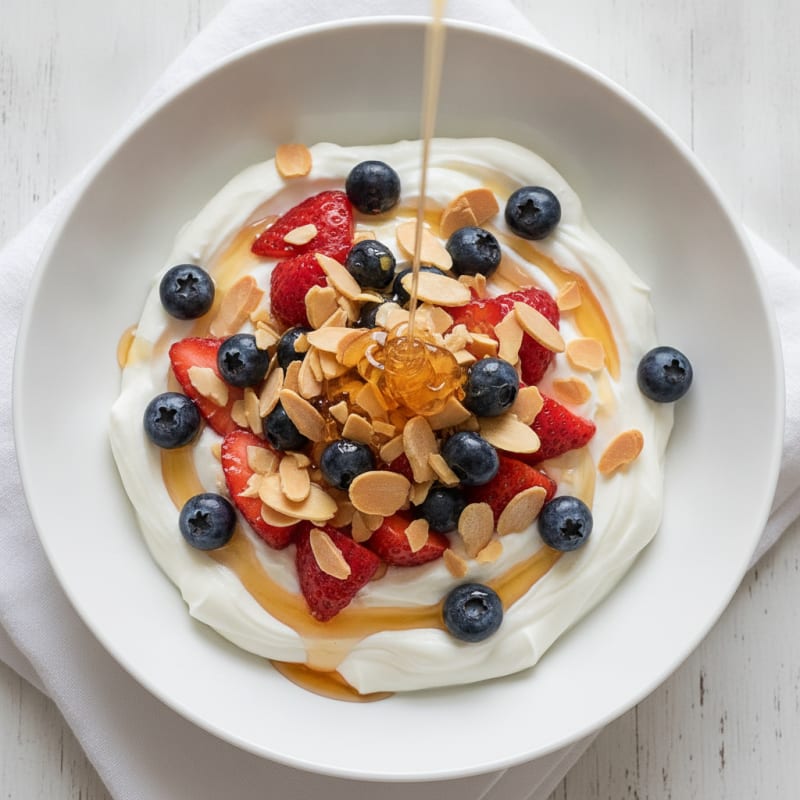 Greek Yogurt with Fresh Berries and Toasted Almonds