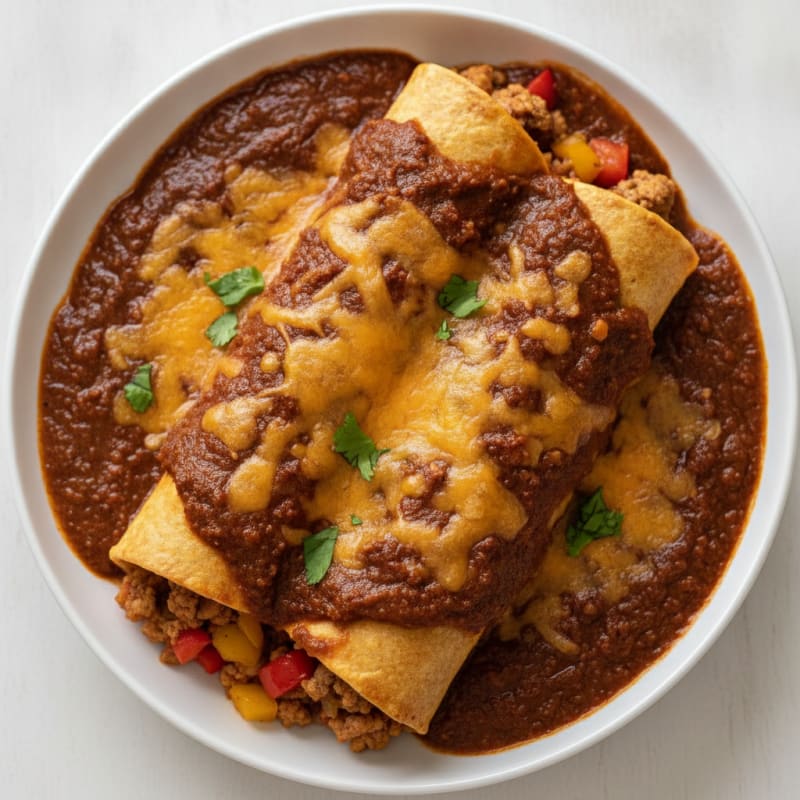 Ground Turkey Enchiladas with Ancho Sauce