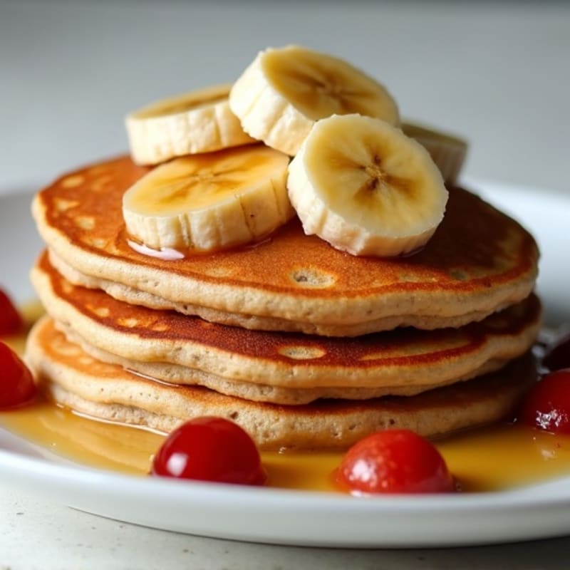 Healthy Whole Grain Pancakes with Caramelized Bananas