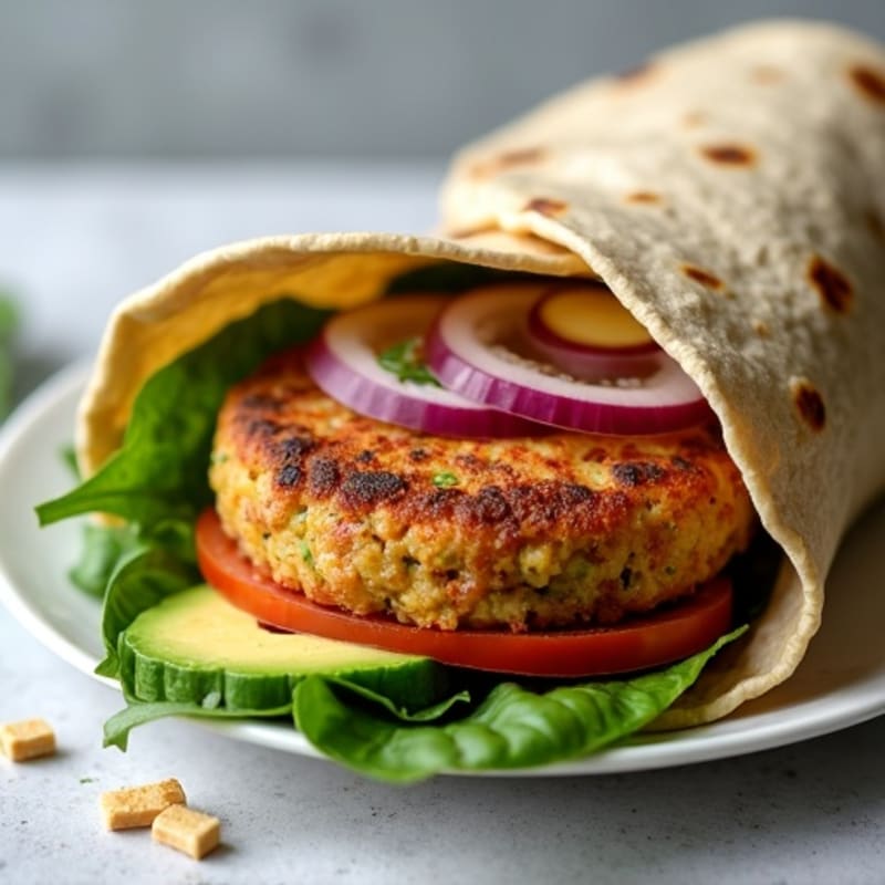 Crispy Veggie Burger Wrap with Fresh Greens