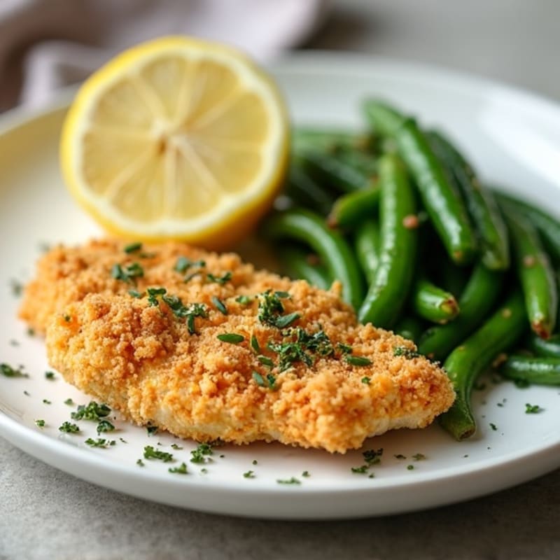 Crispy Lemon Herb Chicken with Roasted Green Beans